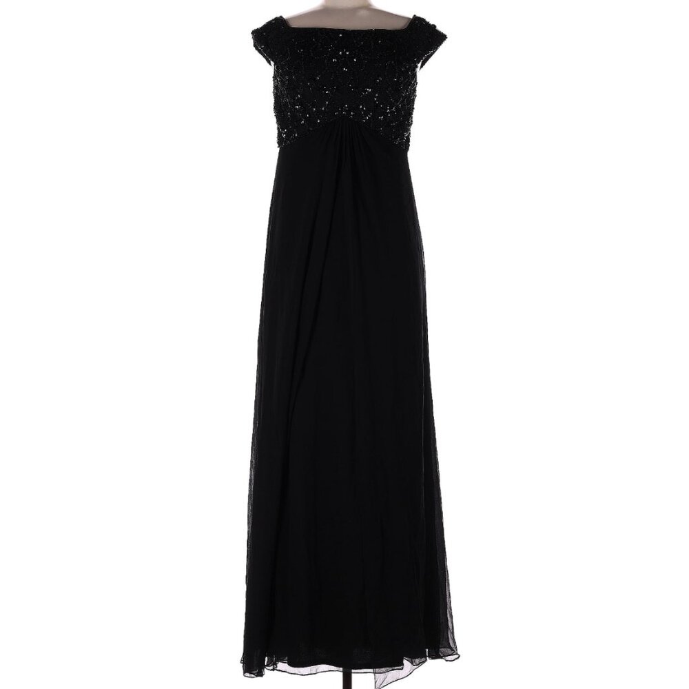 Tadashi Shoji Black Embellished Ruffled Maxi Dress